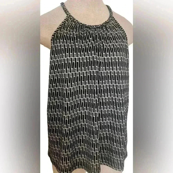 Nicole Miller 100% Linen Geometric Tank Black and White NWT Size Small - Picture 1 of 3